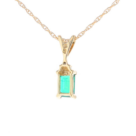 Synthetic Emerald Pendant with Diamond Accents