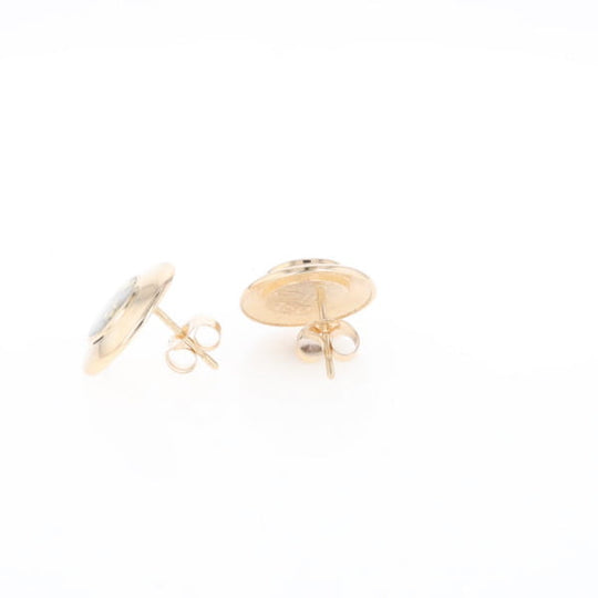 Superior Quality Gold Quartz Inlaid Circle Stud Earrings