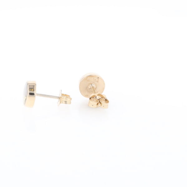 Gold Quartz Earrings Round Inlaid Studs