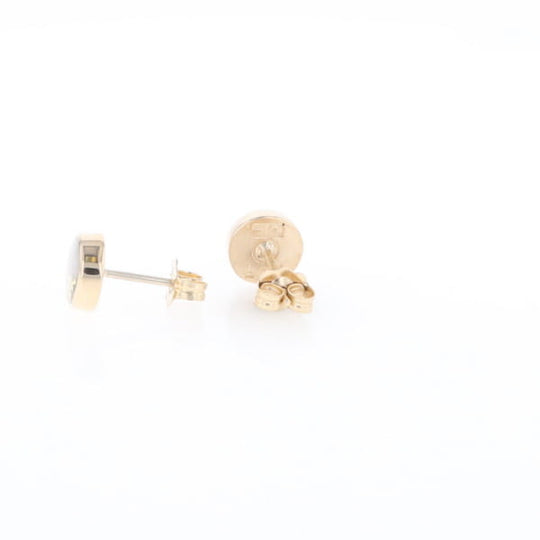 Gold Quartz Earrings Round Inlaid Studs
