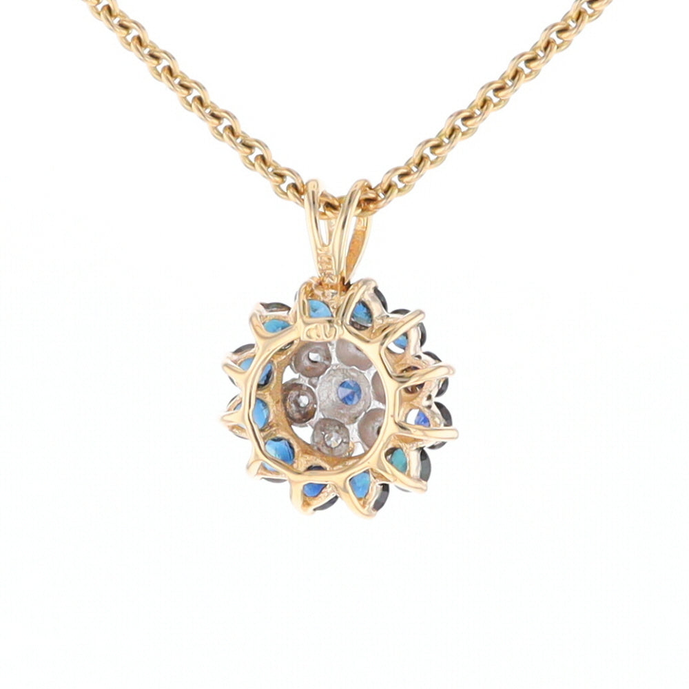 Round Diamond & Sapphire Cluster Pendant