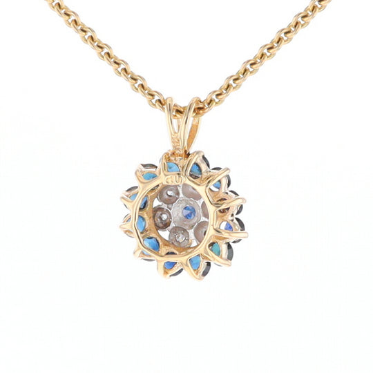 Round Diamond & Sapphire Cluster Pendant