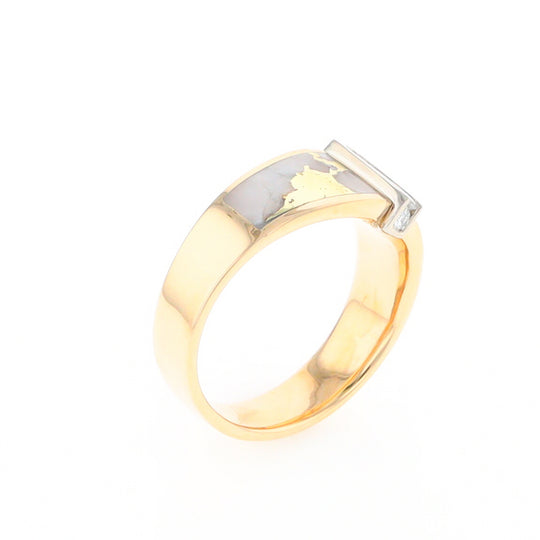 Gold Quartz Ring Double Sided Inlaid with .19ctw Round Diamonds