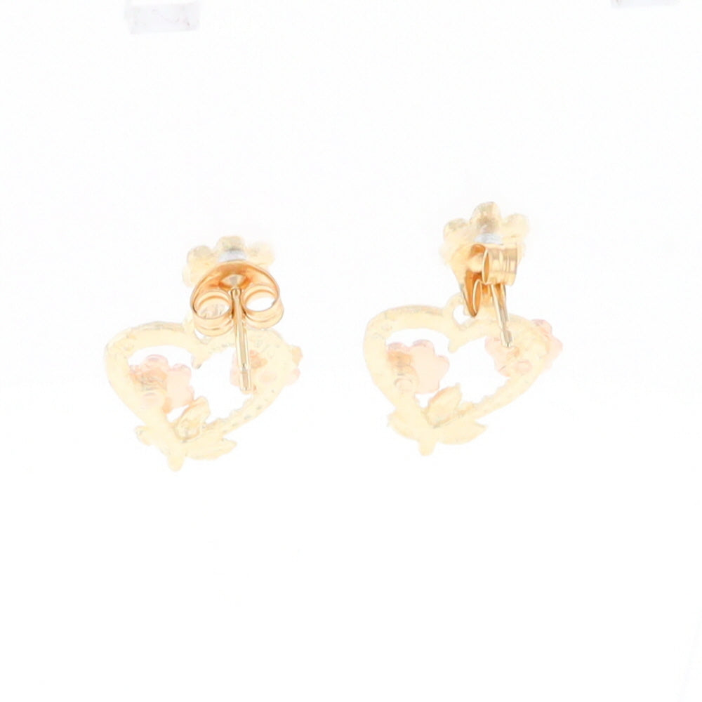 Black Hills Gold Heart & Flower Drop Earrings