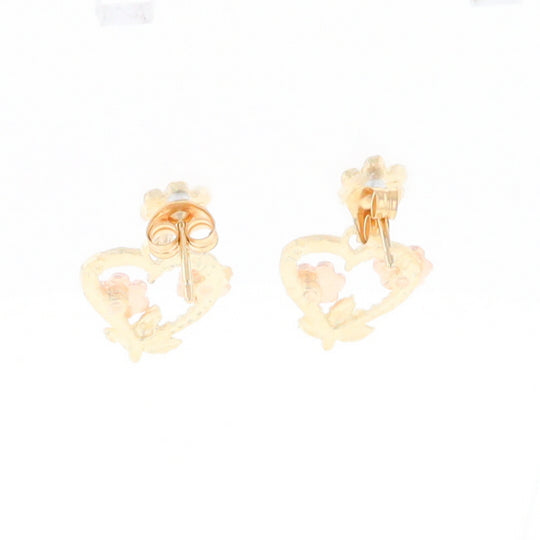 Black Hills Gold Heart & Flower Drop Earrings