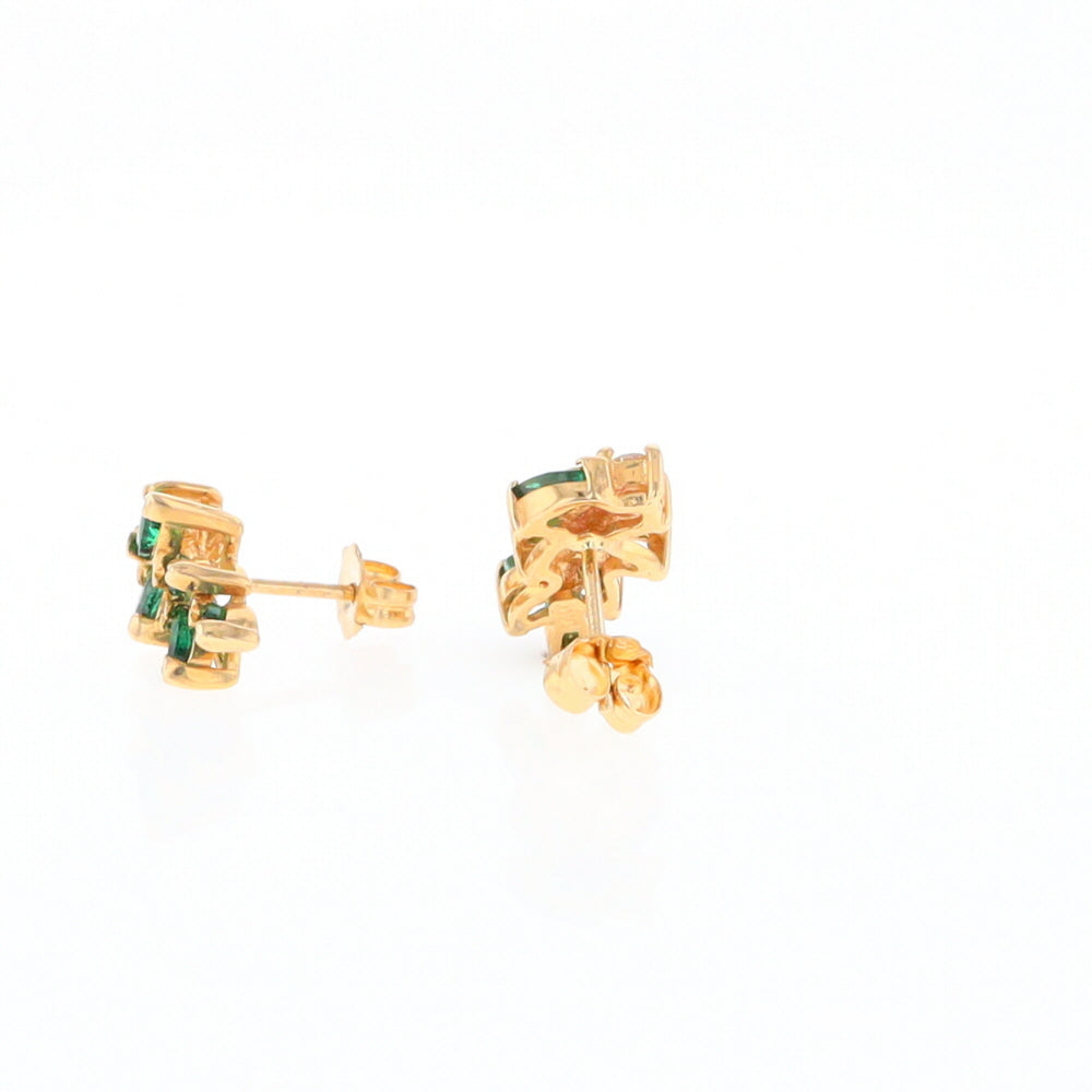 Marquise Emerald Cluster Stud Earrings