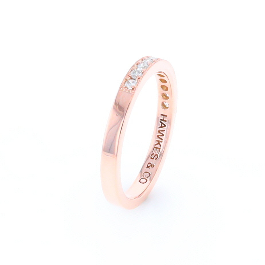 Rose Gold Milgrain Diamond Wedding Band