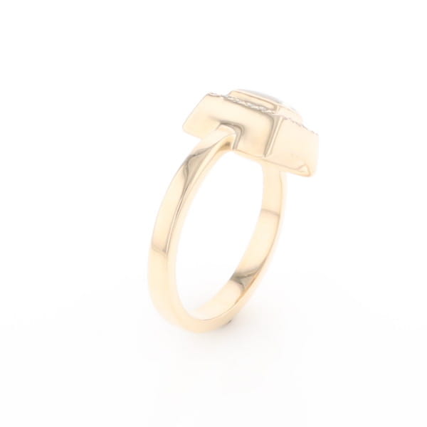 Gold Quartz Ring Square Inlaid Halo .14ctw Diamonds Design