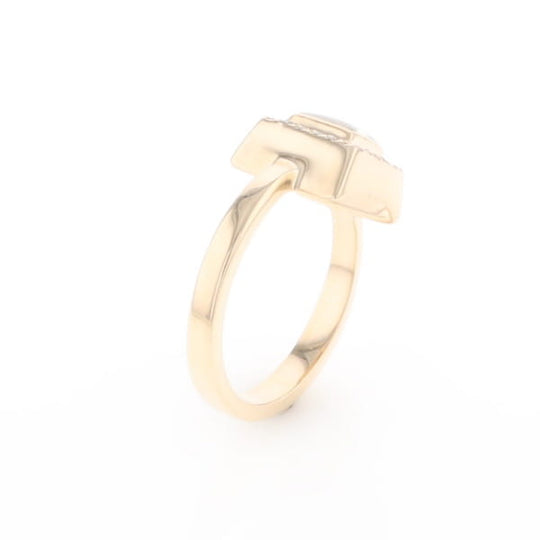 Gold Quartz Ring Square Inlaid Halo .14ctw Diamonds Design