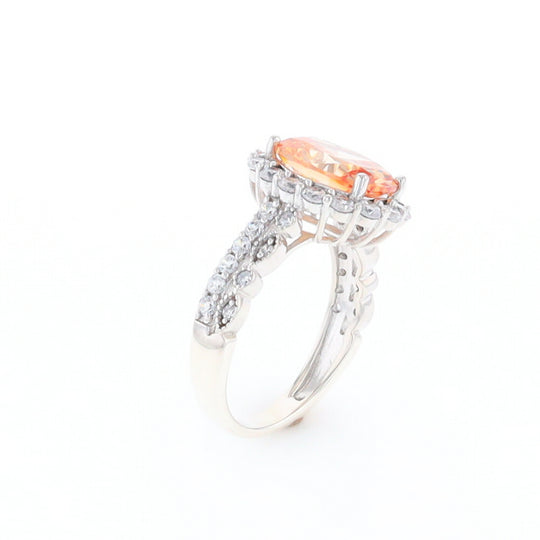 Peach Imitation Topaz Halo Ring