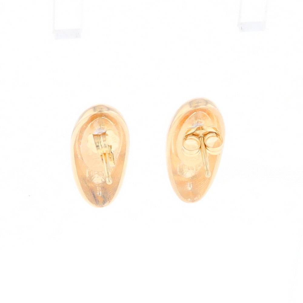 Oval Gold Quartz Inlaid Earrings - G2