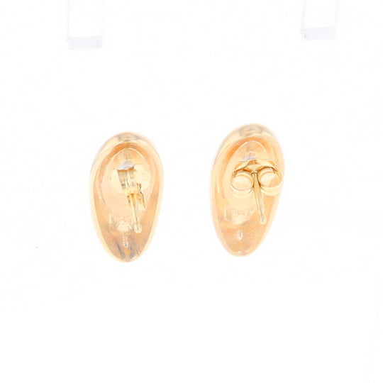 Oval Gold Quartz Inlaid Earrings - G2