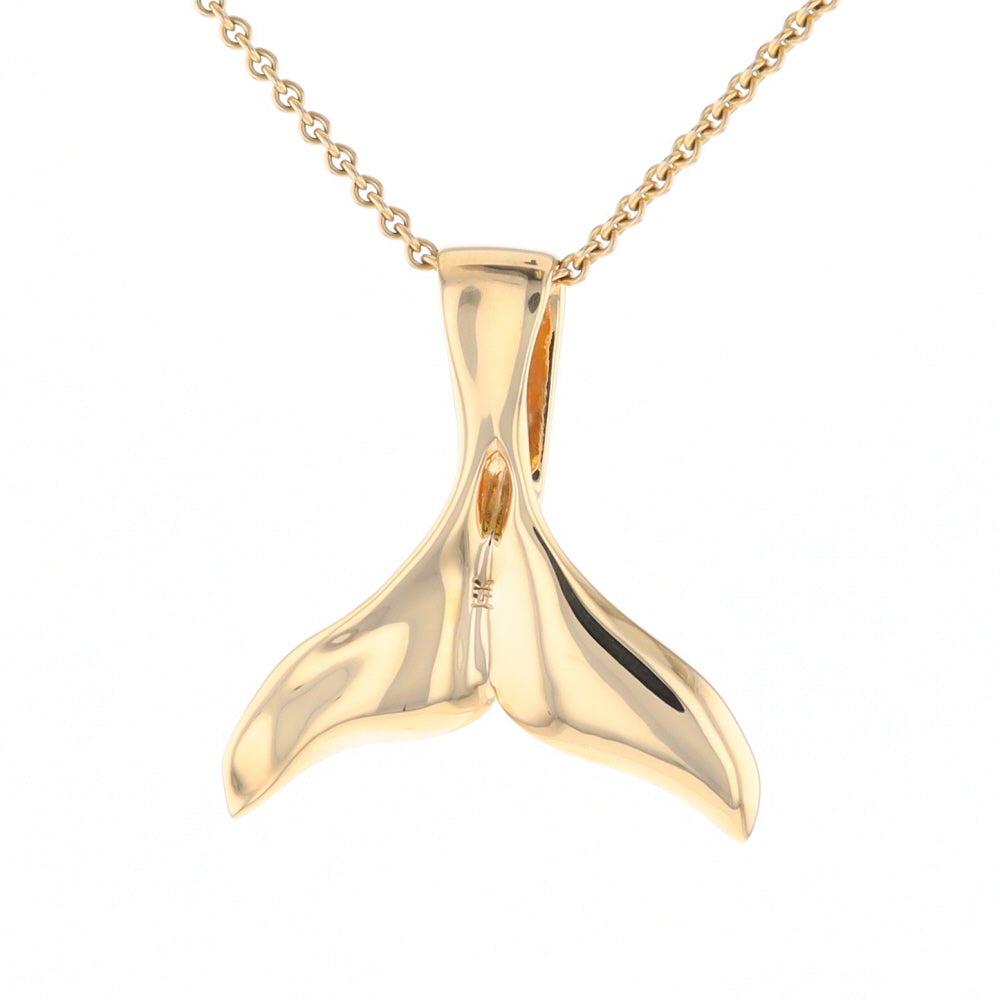 Whale Tail Natural Gold Quartz Single Side Inlaid Pendant