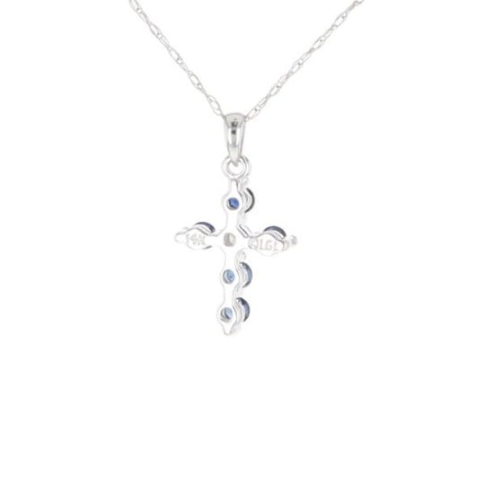 Small Blue Sapphire Cross Pendant