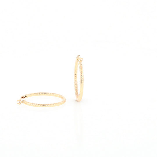 Gold Ribbed Hoop Earrings