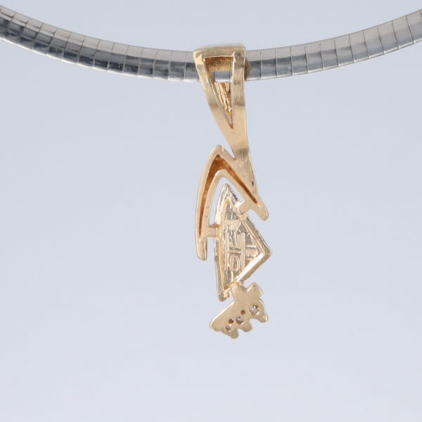 Opal Pendant Triangle Inlaid Design with .07ctw Round Diamonds