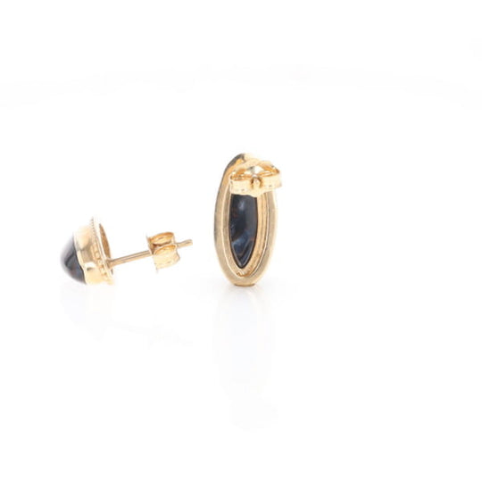 Natural pietersite oval inlaid milgrain earrings