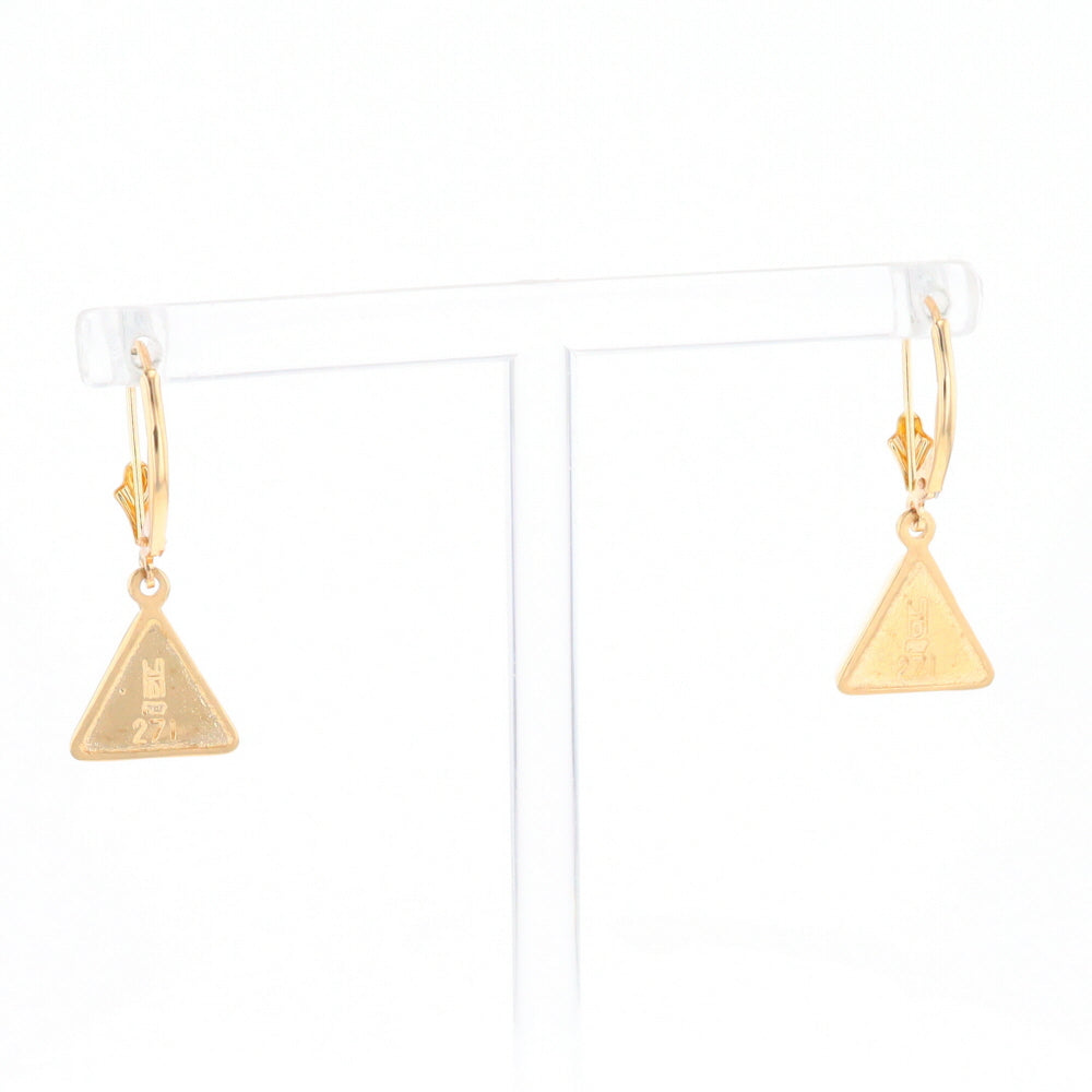 Gold Quartz Triangle Inlaid Earrings - G2