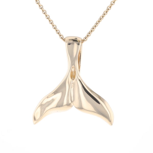 Whale Tail Natural Gold Quartz Single Side Inlaid Pendant