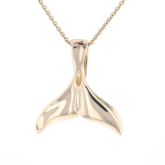 Whale Tail Natural Gold Quartz Single Side Inlaid Pendant