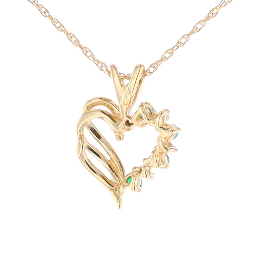 Open Heart Emerald and Diamond Pendant