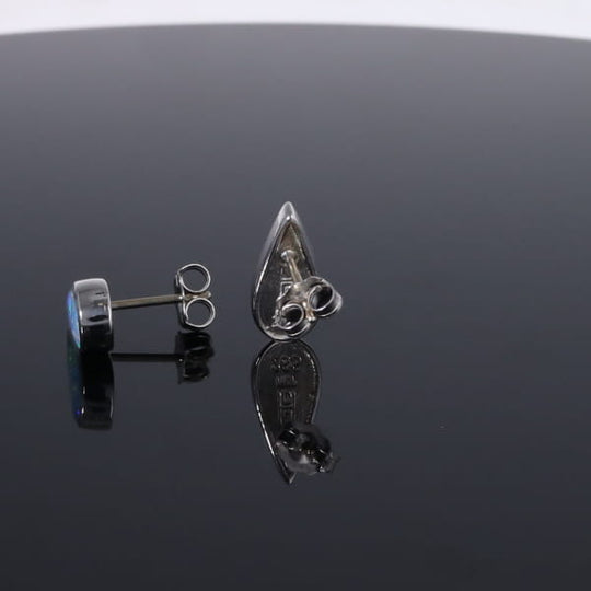 Opal Earrings Tear Drop Inlaid Design Studs
