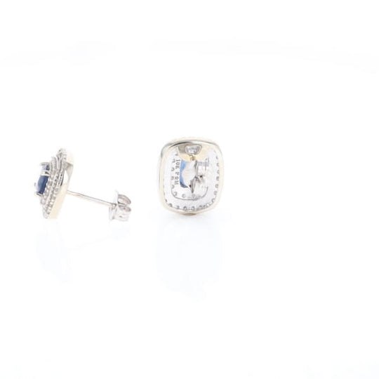 Double Halo Sapphire Earrings