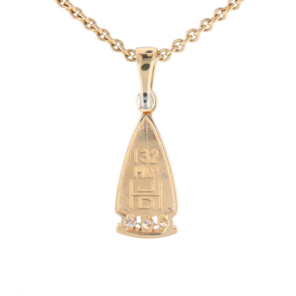 Gold Quartz Triangle Inlaid Pendant with 0.08ctw Diamonds - G2