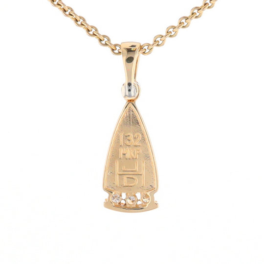 Gold Quartz Triangle Inlaid Pendant with 0.08ctw Diamonds - G2