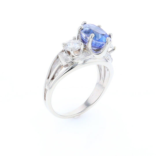 Oval Sapphire Ring with Diamond Side Accents