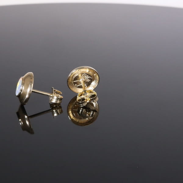 Opal Earrings Round Inlaid Design Studs