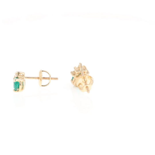 Synthetic Emerald Pear Shaped Earrings with Diamond Accents