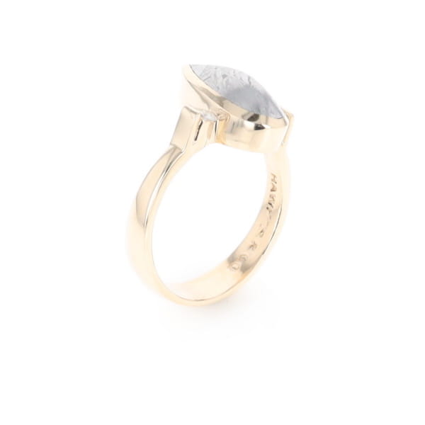 Meteorite Pear Shape Inlay Ring
