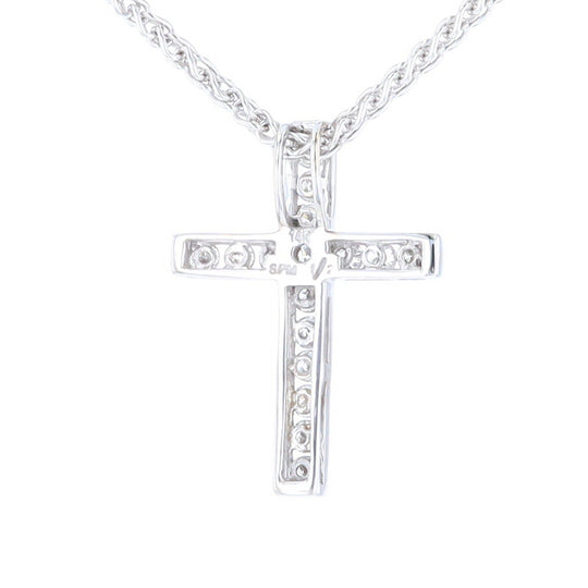 Channel Set Diamond Cross Pendant