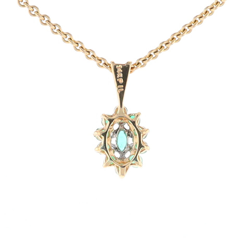 Marquise Shaped Emerald and Diamond Pendant