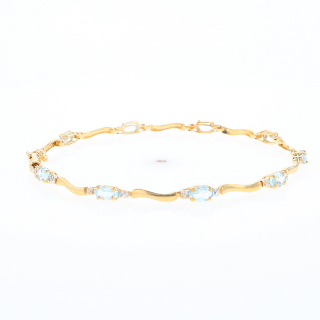 Aquamarine and Diamond Tennis Bracelet