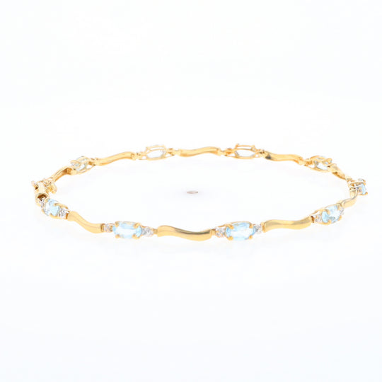 Aquamarine and Diamond Tennis Bracelet