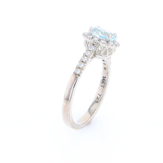 Aquamarine Diamond Halo Ring