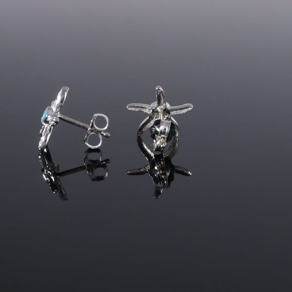 Opal Earrings Inlaid Realistic Star Fish Design