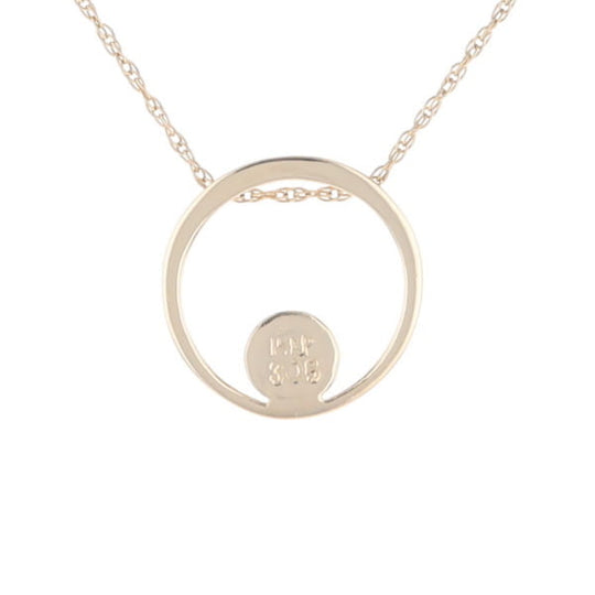 Gold Quartz Pendant Open Circle Design Round Inlay Pendant