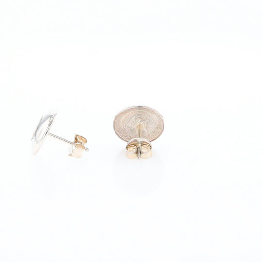 Sterling Silver Gold Quartz Inlaid Circle Stud Earrings - G3