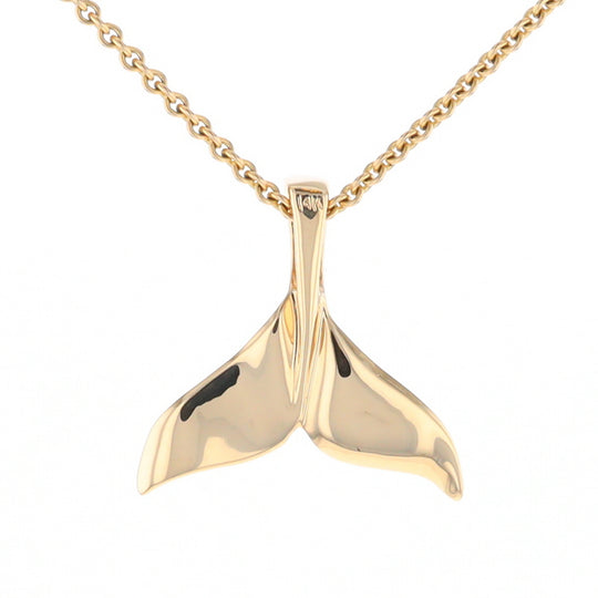 Whale Tail Necklaces Single Sided Gold Quartz Inlaid Sea life Pendant