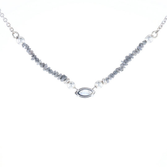 Marquise Diamond Necklace with Rough Diamond Beads