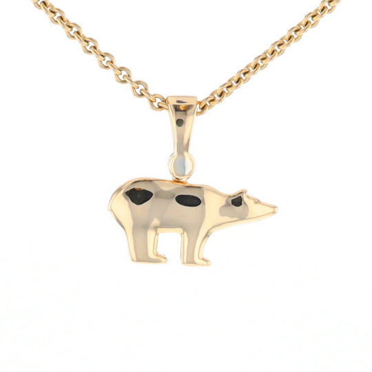 Gold Quartz Inlaid Polar Bear Pendant