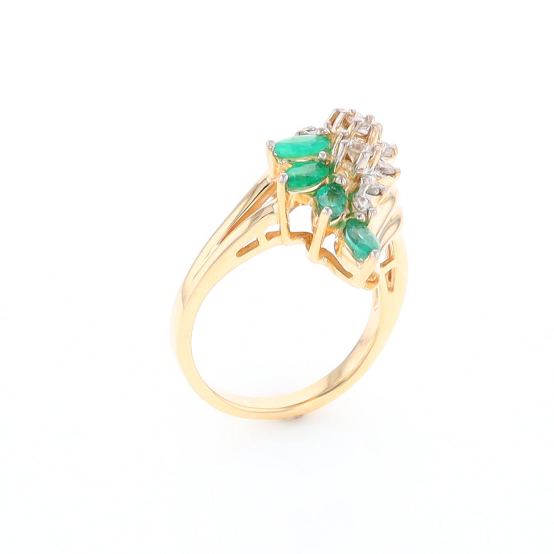 Emerald and Diamond Cluster Ring