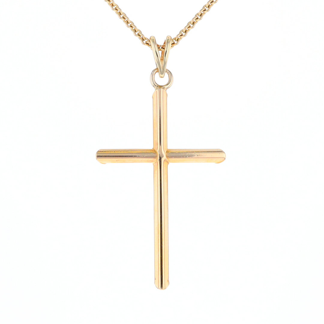 Beveled Edge Tube Cross Pendant