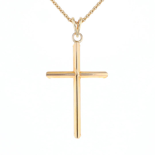 Beveled Edge Tube Cross Pendant