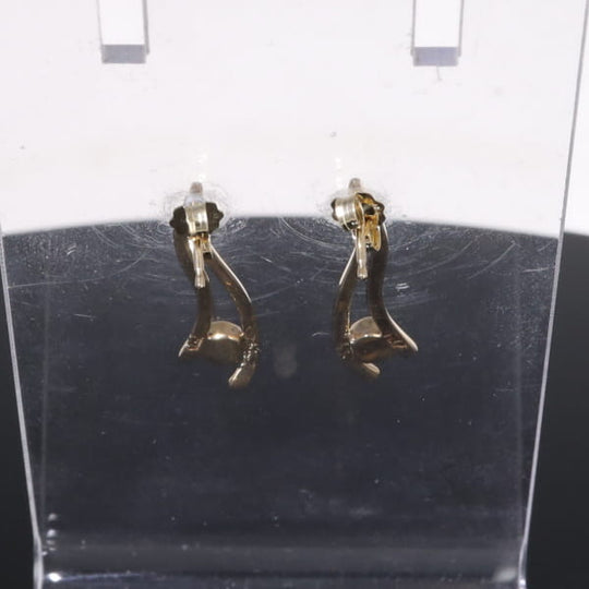 Opal Earrings Round Inlaid Double Curved Bar Design Studs