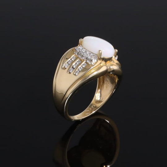 Opal Diamond Channels Ring