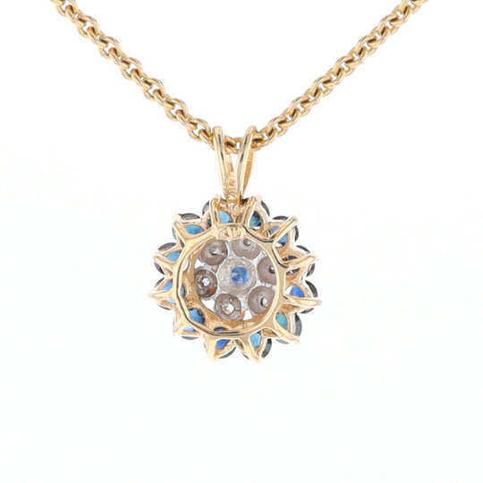 Round Diamond & Sapphire Cluster Pendant